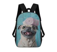 sinyumoney Pug Dog with Towel on Head Sac À Dos Scolaire Tendance, Sac À Dos Imperméable Et Décontracté Pour Hommes Et Femmes 17inch