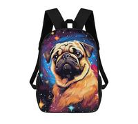 sinyumoney Pug in Space Pixel Art Sac À Dos Scolaire Pour Adolescents, Imprimé En 3D, Ajustable, À Poches Tendance, Pour Enfants, Garçons, Filles, Étudiants Et Adolescents 17inch