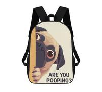 sinyumoney Pug Peeking Are You Pooping Sac À Dos Scolaire Pour Enfants Imprimé En 3D, Idéal Pour Les Voyages Et Les Lectures, Pour Les Garçons Et Les Élèves Du Primaire 17inch