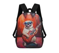 sinyumoney Pug Playing Guitar Painting-1 Sac À Dos Imprimé Pour Enfants, Sac D'école, Sac De Voyage Pour Adultes Et Enfants 17inch