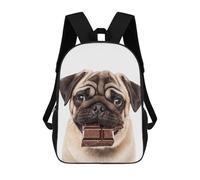 sinyumoney Pug with Chocolate Bar Sac À Dos Enfant Tendance Et Amusant, Sac À Dos Pour Garçons Et Adolescents, Sac D'école Imprimé En 3D Pour Garçons 17inch