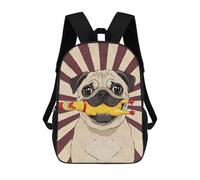 sinyumoney Pug with Rubber Chicken Art Sacs À Dos Pour Enfants, Cartables Imprimés En 3D, Sacs À Dos Pour Élèves Du Primaire Et Du Collège (garçons Et Filles) 17inch