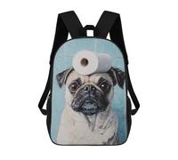 sinyumoney Pug with Toilet Paper on Head-4 Sacs À Dos Tendance Imprimés En 3D 17inch Sac D'école Décontracté Pour Enfants, Garçons, Élèves Du Primaire Et Du Collège