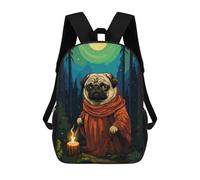 sinyumoney Pug Wizard Retro Pixel Art Sac À Dos Scolaire Pour Enfants Imprimé En 3D, Idéal Pour Les Voyages Et Les Livres 17inch