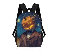 sinyumoney Pumpkin Head Man Starry Night Sac À Dos, Cartable Imprimé En 3D, Sac À Goûter, Sac À Dos De Voyage, Sac À Dos Entre Amis, Sac À Dos Scolaire Pour Filles Et Garçons 17inch