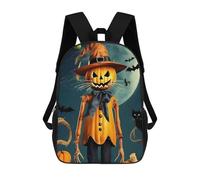 sinyumoney Pumpkin Scarecrow Halloween Sac À Dos Scolaire Imprimé En 3D, Sac À Dos Décontracté Pour Enfants, Sac D'école Imprimé En 3D Pour Garçons, Primaire Et Collège 17inch