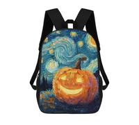 sinyumoney Pumpkin with Starry Night Background Sac À Dos Scolaire Pour Enfants 17 Pouces, Sac À Dos Décontracté Pour Les Voyages, Grand Sac À Dos De Jour Pour Garçons Et Filles 17inch