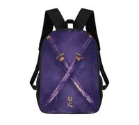 sinyumoney Purple And Gold Katanas Sac À Dos Scolaire Imprimé En 3D Pour Enfants, Sac À Dos De Voyage, Sac Tendance Et Décontracté Pour Écoliers 17inch