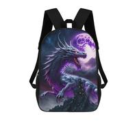 sinyumoney Purple Dragon Castle Moon Sac À Dos Scolaire Pour Enfants 17 Pouces, Sac À Dos Décontracté Pour Les Voyages, Grand Sac À Dos De Jour Pour Garçons Et Filles 17inch