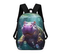 sinyumoney Purple Hippo Bubbles Sacs À Dos Pour Enfants, Cartables 3D Personnalisés Pour Garçons Et Filles, Grands Sacs À Dos Scolaires Décontractés 17inch