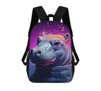 sinyumoney Purple Hippo in Water Sacs À Dos Imprimés En 3D Pour Enfants, Sacs D'école Tendance Pour Garçons, Élèves Du Primaire Et Du Collège 17inch