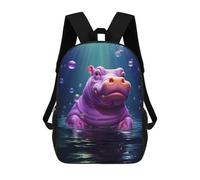 sinyumoney Purple Hippo Underwater Sacs À Dos Pour Enfants, Cartables 3D Personnalisés Pour Garçons Et Filles, Grands Sacs À Dos Scolaires Décontractés 17inch