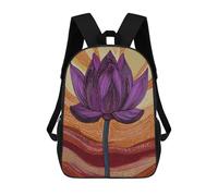 sinyumoney Purple Lotus Flower Art Sacs À Dos Imprimés En 3D Pour Enfants, Sacs D'école Tendance Pour Garçons, Sacs De Voyage, Sacs Scolaires Pour Élèves Du Primaire 17inch
