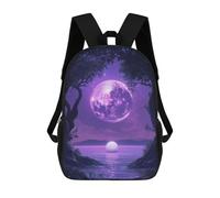 sinyumoney Purple Moon Tree And Ocean Sac À Dos Enfant Imprimé En 3D, Sac D'école Pour Garçons, Sac À Dos Cool Et Décontracté, Sac À Dos Amusant Pour Enfants Et Adolescents 17inch