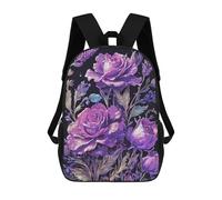 sinyumoney Purple Rose Sac À Dos Enfant Fille 3D, Sac D'école, Sac À Dos Pour Tout-petits, Sac À Dos Décontracté, Sac À Livres Tendance 17inch