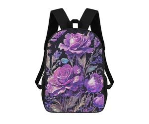 sinyumoney Purple Rose Sac À Dos Enfant Fille 3D, Sac D'école, Sac À Dos Pour Tout-petits, Sac À Dos Décontracté, Sac À Livres Tendance 17inch