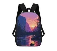 sinyumoney Purple Yosemite Pixel Art Sacs À Dos Imprimés En 3D Pour Enfants, Sacs D'école Tendance Pour Garçons, Sacs De Voyage, Sacs Scolaires Pour Élèves Du Primaire 17inch