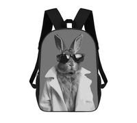 sinyumoney Rabbit Animals Portrait Sacs À Dos Pour Enfants, Cartables 3D Personnalisés Pour Garçons Et Filles, Grands Sacs À Dos Scolaires Décontractés 17inch