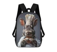 sinyumoney Rabbit Chef Holding Bread Sac À Dos Scolaire Pour Enfants, Grand Sac À Dos 3D, Cadeau Pour Enfants 17inch