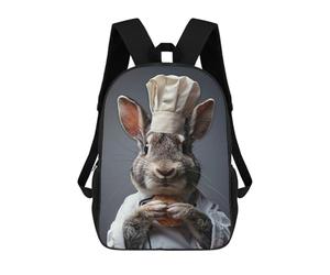 sinyumoney Rabbit Chef Holding Bread Sac À Dos Scolaire Pour Enfants, Grand Sac À Dos 3D, Cadeau Pour Enfants 17inch