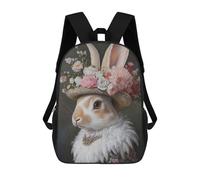 sinyumoney Rabbit in A Floral Hat Sac À Dos Scolaire Enfant Tendance Et Décontracté, Sac À Dos Imprimé En 3D Pour Garçon, Grand Sac À Dos 17inch