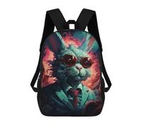sinyumoney Rabbit in Suit with Sunglasses Sac À Dos Imprimé En 3D, Sac D'école Décontracté Et Tendance Pour Enfants, Sac D'école Pour Garçons, Collégiens 17inch