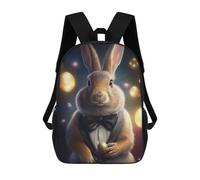 sinyumoney Rabbit in Tuxedo Holding Gold Egg Sac À Dos Scolaire Imprimé En 3D, Sac À Dos Décontracté Pour Enfants, Sac D'école Imprimé En 3D Pour Garçons, Primaire Et Collège 17inch