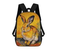 sinyumoney Rabbit Painting Artwork Sac À Dos Scolaire Imprimé En 3D Pour Garçons Et Filles, Sac À Dos Pour Enfants, Sac De Voyage 17inch