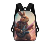 sinyumoney Rabbit Playing Guitar Fantasy Sacs À Dos, Sac À Dos Enfant, Sac D'école, Sac À Dos De Voyage Imprimé En 3D, Accessoire De Mode, Sac À Dos Imperméable Pour Enfants 17inch
