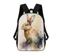 sinyumoney Rabbit Watercolor Design Sac À Dos Scolaire Imprimé En 3D, Sac À Dos Décontracté Pour Enfants, Sac D'école Imprimé En 3D Pour Garçons, Primaire Et Collège 17inch