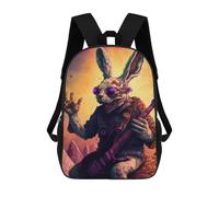 sinyumoney Rabbits Playing Guitar Artwork Sac À Dos Scolaire Imprimé En 3D, Sac À Dos Décontracté Pour Enfants, Sac D'école Imprimé En 3D Pour Garçons, Primaire Et Collège 17inch