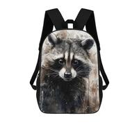 sinyumoney Raccoon Beauty Black Ink Sac À Dos Enfant Tendance Et Amusant, Sac À Dos Pour Garçons Et Adolescents, Sac D'école Imprimé En 3D Pour Garçons 17inch