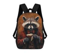 sinyumoney Raccoon in Formal Attire Drinking Tea Sac À Dos Scolaire Imprimé En 3D Pour Enfants, Sac À Dos De Voyage Tendance Et Décontracté Pour Écoliers 17inch