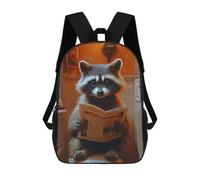 sinyumoney Raccoon Reading Newspaper Toilet Funny Sacs À Dos Imprimés En 3D Pour Enfants, Sacs D'école Tendance Pour Garçons, Sacs De Voyage, Sacs Scolaires Pour Élèves Du Primaire 17inch