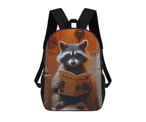 sinyumoney Raccoon Reading Newspaper Toilet Funny Sacs À Dos Imprimés En 3D Pour Enfants, Sacs D'école Tendance Pour Garçons, Sacs De Voyage, Sacs Scolaires Pour Élèves Du Primaire 17inch