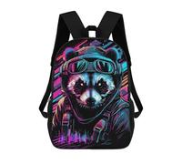 sinyumoney Raccoon Rider Neon Art Sac À Dos Scolaire Imprimé En 3D Pour Enfants, Sac À Dos De Voyage, Sac Tendance Et Décontracté Pour Écoliers 17inch