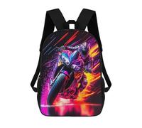 sinyumoney Racing Motorcycle Neon Art Sac À Dos Scolaire Imprimé En 3D Pour Garçons Et Filles, Sac À Dos Pour Enfants, Sac De Voyage 17inch