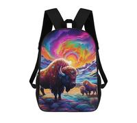 sinyumoney Rainbow Bison Majesty Sacs À Dos, Sac À Dos Enfant, Sac D'école, Sac À Dos De Voyage Imprimé En 3D, Accessoire De Mode, Sac À Dos Imperméable Pour Enfants 17inch