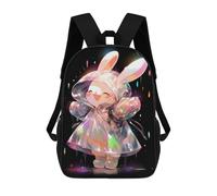 sinyumoney Rainbow Bunny Raincoat Sacs À Dos Décontractés Pour Enfants, Sacs D'école Pour Adolescents, Filles Et Garçons, Sacs À Dos Pour Livres 17inch