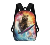 sinyumoney Rainbow Cat Astro Surfer Sacs À Dos Pour Enfants, Cartables Imprimés En 3D, Sacs À Dos Pour Élèves Du Primaire Et Du Collège (garçons Et Filles) 17inch