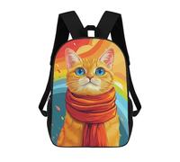 sinyumoney Rainbow Cat Scarf Art Print Sacs À Dos Tendance Imprimés En 3D 17inch Sac D'école Décontracté Pour Enfants, Garçons, Élèves Du Primaire Et Du Collège