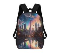 sinyumoney Rainbow Cityscape Reflections Sac À Dos Scolaire Pour Enfants, Imprimé En 3D, Tendance Et Décontracté, Pour Garçons, Élèves Du Primaire Et Du Collège 17inch