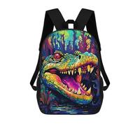 sinyumoney Rainbow Crocodile in The Jungle Sacs À Dos Pour Enfants, Cartables 3D Personnalisés Pour Garçons Et Filles, Grands Sacs À Dos Scolaires Décontractés 17inch