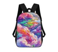 sinyumoney Rainbow Fields in The Sky Sac À Dos Scolaire Imprimé En 3D Pour Enfants, Sac À Dos De Voyage Tendance Et Décontracté Pour Écoliers 17inch
