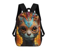 sinyumoney Rainbow Gorilla in Paradise Sac à dos d'école pour enfants imprimé en 3D pour enfants, sac à dos de voyage spacieux, sac à livres, sac à dos d'école pour enfants, Whimsical Cat Portrait -3