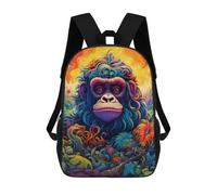 sinyumoney Rainbow Gorilla in Paradise Sac À Dos Scolaire Pour Enfants, Grand Sac À Dos 3D, Cadeau Pour Enfants 17inch
