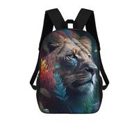 sinyumoney Rainbow Lion in Fantasy Forest Sac À Dos Scolaire Pour Enfants Imprimé En 3D, Idéal Pour Les Voyages Et Les Lectures, Pour Les Garçons Et Les Élèves Du Primaire 17inch