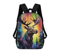 sinyumoney Rainbow Moose in Forest Sac À Dos Imprimé En 3D, Sac D'école Décontracté Et Tendance Pour Enfants, Sac D'école Pour Garçons, Collégiens 17inch
