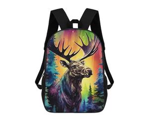 sinyumoney Rainbow Moose in Forest Sac À Dos Imprimé En 3D, Sac D'école Décontracté Et Tendance Pour Enfants, Sac D'école Pour Garçons, Collégiens 17inch