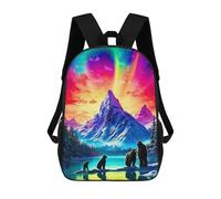 sinyumoney Rainbow Mountains And Bears Sac À Dos Imprimé En 3D, Sac D'école Décontracté Et Tendance Pour Enfants, Sac D'école Pour Garçons, Collégiens 17inch